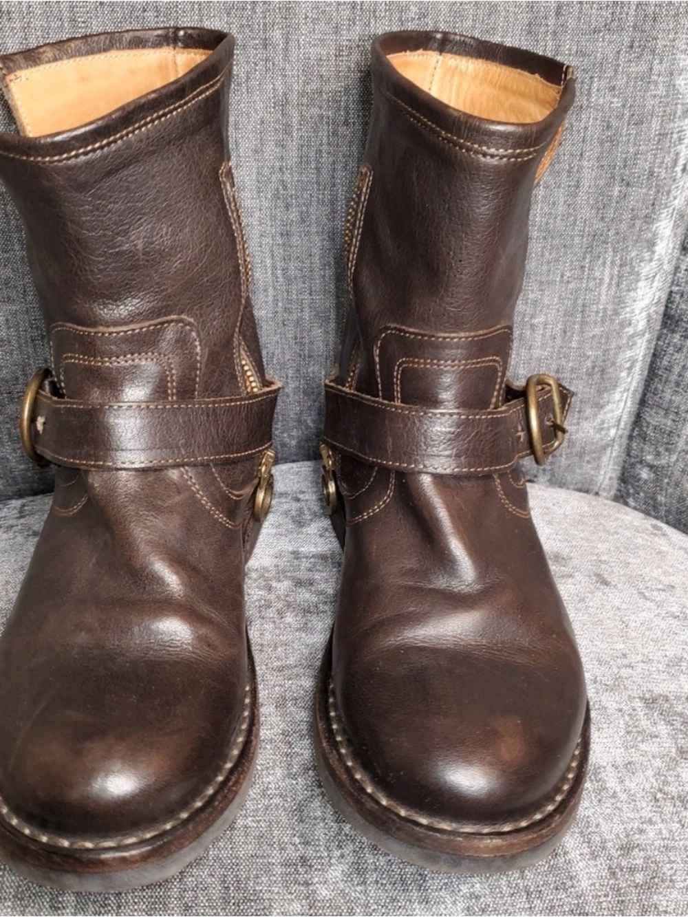 FLORETINI + BAKER exceptional Eli brown leather biker boots in great condition